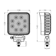4 inch 27W Square Economic High Lumens Work Light ECE R10