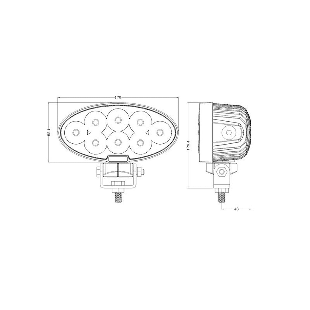 7 inch 80W Oval Swivel Mounting Built-in Deutsch LED Work Light EMC CISPR25 CLASS 4