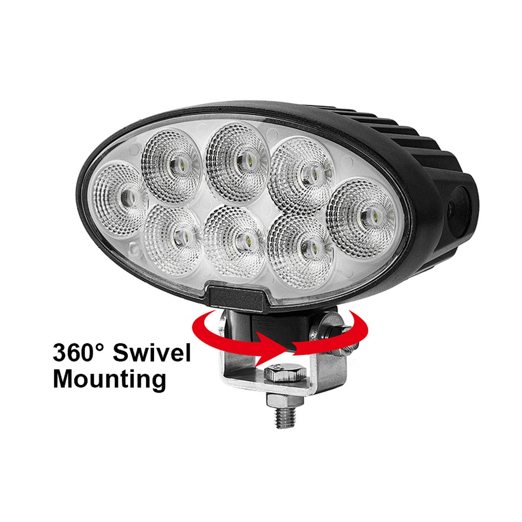 7 inch 80W Oval Swivel Mounting Built-in Deutsch LED Work Light EMC CISPR25 CLASS 4