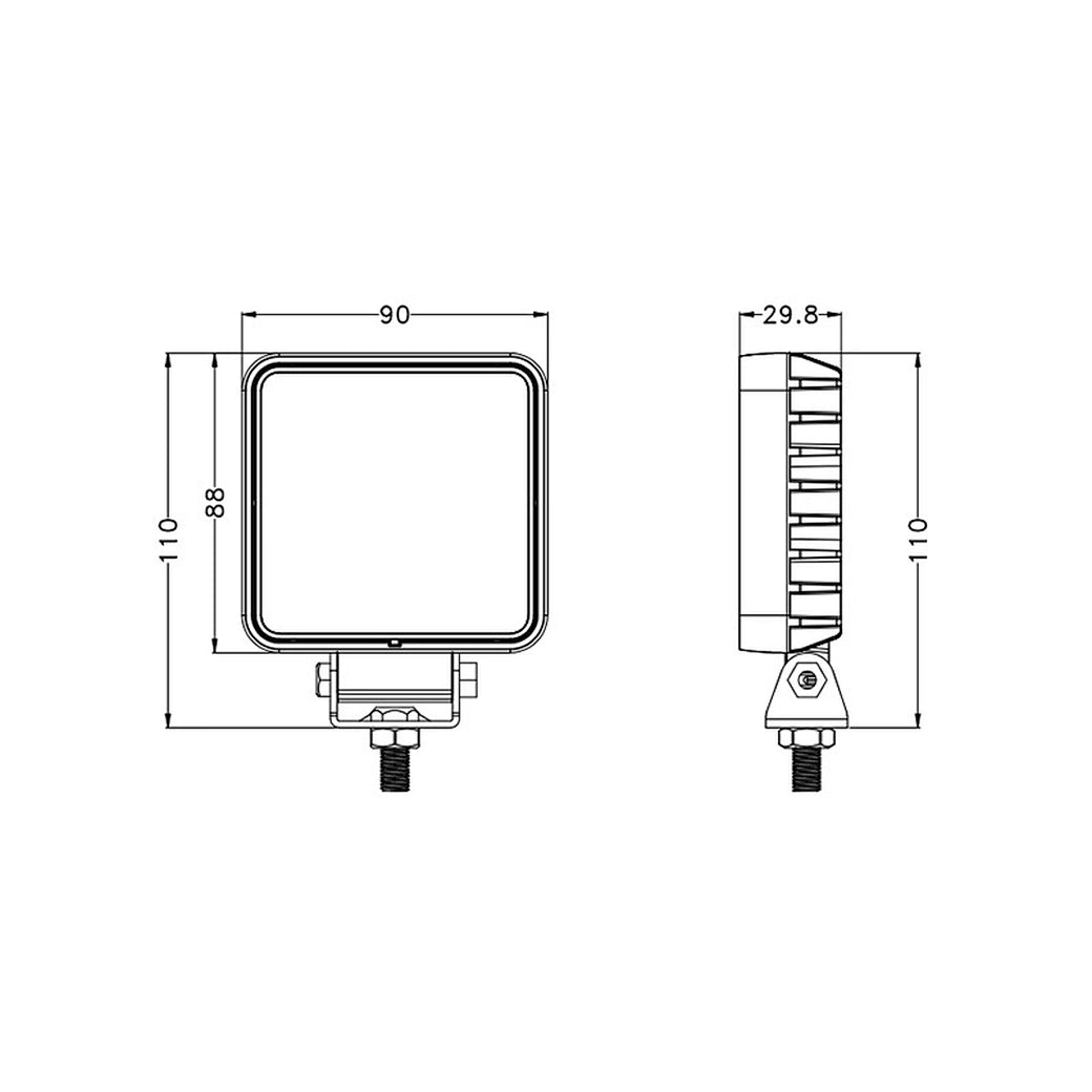 Brightest LED Work Light|3.5''16W 1280 LM|Wide Flood|12V 24V DC